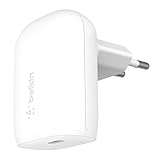 Belkin 30-W-USB-C-Ladegerät mit PPS, PowerDelivery, USB ladegerät, USB-IF-zertifiziert PD 3.0 zum Schnellladen des iPhone 16, iPhone 15, Samsung Galaxy S24, Z Fold, Pixel, iPad, Note, AirPods, MacBook