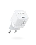 Anker PowerPort III 20W USB-C Netzteil Ladewürfel Schnellladeoption, Kompatibel mit iPhone 15/14/13/12 Serie, Galaxy, Pixel 4/3, iPad/iPad Mini, Weiß (Ladekabel Nicht inklusive)