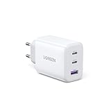 UGREEN USB C Ladegerät 65W 3-Port USB-C Netzteil PPS Schnellladegerät PD Charger 60W kompatibel mit MacBook Pro/Air, iPad Pro/Air, iPhone 16/16 Pro Max/15, Galaxy S24 Ultra, Pixel, Steam Deck (Weiß)