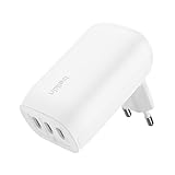 Belkin BoostCharge USB-C-Ladegerät mit DREI Anschlüssen und PPS (67 W), USB-C PD 3.1-iPhone-Schnellladegerät für die iPhone 16-Serie, 15-Serie, MacBook Pro, AirPods, Galaxy – Weiß