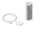 Sonos Roam + kabelloses Ladegerät, weiß – Wasserdichter WLAN & Bluetooth Lautsprecher mit Alexa Sprachsteuerung, Google Assistant und AirPlay 2