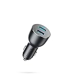 Anker PowerDrive III 2-Port 36W Alloy USB Autoladegerät, metallischer Kfz-Ladegerät Quick Charge 3.0 36W, kompatibel mit Galaxy S20/S20+/S10/S10e/S10+, iPhone 11/11Pro/11ProMax/XR, iPadPro mehr, A2729