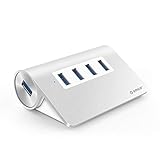 ORICO USB Hub 3.0, 4 Port USB Hub Aluminum 5Gbps USB Verteiler mit LED-Anzeige und 1M Datenkabel (A auf A), Desktop Hub für Laptop MacBook, iMac, und weiteren USB 3.0 Geräten (Silber)