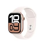 Apple Watch Series 10 (GPS + Cellular 42 mm) Smartwatch mit Aluminiumgehäuse in Roségold und Sportarmband in Blassrosa (S/M). Fitnesstracker, EKG App, Always-On Retina Display, Wasserschutz