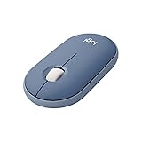 Logitech Pebble kabellose Maus mit Bluetooth oder 2,4-GHz-Empfänger, geräuscharm. Schlanke Computermaus mit leisem Klick für Laptop, Notebook, iPad, PC und Mac - Blaubeere