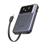 UGREEN UNO 10000mAh Powerbank mit 30W Max USB-C Schnellladung und integriertem USB-C-Kabel, 1 USB-C und 1 USB-A, Power Bank kompatibl mit iPhone 12-16 Serie, Galaxy S24 Ultra und mehr