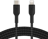 Belkin geflochtenes USB-C-/Lightning-Kabel (iPhone-Kabel zum Schnellladen für das iPhone 14 oder ältere Modelle) Boost Charge MFi-zertifiziertes iPhone USB-C-Kabel (1 m, Schwarz)