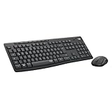 Logitech MK295 kabelloses Tastatur-Maus-Set mit SilentTouch-Technologie, Shortcut-Tasten, optischer Spurführung, Nano USB-Empfänger, verzögerungsfreier Drahtlosverbindung, QWERTZ layout - Graphit, PC