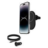 Belkin BoostCharge drahtloser magnetischer Kfz-Telefon-Halter, ladegerät compatibel mit MagSafe-fähigem iPhone 15, 14, 13, 12 und anderen Geräten (inkl. Kabel und Ladegerät)