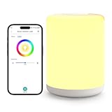 meross WLAN LED Nachttischlampe Touch Dimmbar, Funktioniert mit Apple HomeKit, RGBWW Smart Nachtlampe mit Timer für Kinder, WiFi Tischleuchte mit Kabel, Funktioniert mit Alexa und Google Home