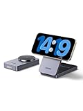 UGREEN MagFlow magnetische 2 in 1 Ladestation iPhone, kompatibel mit MagSafe, faltbares Wireless Charger für iPhone 16/16 Pro/16 Pro Max/14/13/12, AirPods, kabellose Ladestation mit 1M Kabel