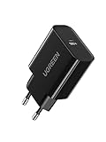 UGREEN 20 W Ladegerät USB C PD 3.0, kompatibel mit iPhone 14 14 Pro 14 Pro Max 13 Pro 12 Pro 11 XR X iPad Pro Mini Air Galaxy S22 Plus S21 S20, Kabel Nicht im Lieferumfang enthalten (schwarz)