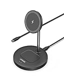 Anker PowerWave 2-in-1 Magnetic Stand Lite, Kabellose Ladestation, Ladegerät mit 150cm USB-C Ladekabel, Kompatibel mit iPhone 15/15 Pro/15 Pro Max/14/13/13 Pro Max/12 and AirPods Pro 2(Ohne Netzteil)