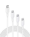 Anker Powerline II USB-C auf Lightning Ladekabel, MFi-Zertifiziert, kompatibel mit iPhone 12 Pro Max/12/11 Pro/X/XS/XR/8 Plus/AirPods Pro, unterstützt Power Delivery, 3er Pack (90cm + 180cm + 3m)