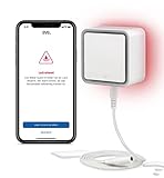 Eve Water Guard - Smarter Wassermelder, 2m Sensorkabel (verlängerbar), 100dB, Wasseralarm auf iPhone, iPad, Apple Watch, Apple HomeKit, Bluetooth, Thread
