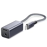 ESR USB-C Kopfhörer Adapter, 2-in-1 USB C auf 3,5 mm Kopfhöreranschluss mit PD Schnellladung, tragbares Design, kompatibel mit Galaxy S23/S22/S21/S20/Note 20, iPad Air 5/Mini 6/Pro (2021/2020), Grau