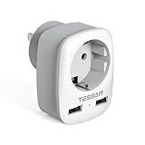 TESSAN Reiseadapter USA, Adapter USA Deutschland Stecker mit 2 USB, Steckdosenadapter USA, Reisestecker USA, Stromadapter USA, USA Adapter Steckdose für Amerika Kanada Thailand Mexiko, Adapter Typ B