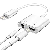 AZOWYU Kopfhörer Adapter für iPhone【 MFi Zertifiziert】 2 in 1 Lightning auf Klinke 3.5mm Kopfhöreranschluss Adapter AUX Kabel Adapter Ladekabel Converter Kompatibel mit iPhone 13/12/11/XS/XR/8/7