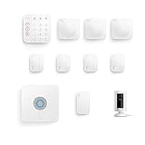 Ring Alarm Security Kit, 10-teilig (2. Gen.) + Innenkamera von Amazon | Alarmanlage mit Kamera fürs Haus mit 4 Tür-/Fensterkontakte, 3 Bewegungsmelder, Signalverstärker | Funktioniert mit Alexa