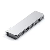 SATECHI USB-C Hub Multiport Adapter Pro Hub Max – USB4, USB-A Daten, USB-C Daten, Gigabit Ethernet, SD/Micro SD Port und Audio Jack – Für M2/ M1 MacBook Pro/Air (Silber)