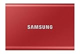 Samsung Portable SSD T7, 1 TB, USB 3.2 Gen.2, 1.050 MB/s Lesen, 1.000 MB/s Schreiben, Externe SSD Festplatte für Mac, PC, Smartphone und Spielkonsole, Metallic Red, MU-PC1T0R/WW