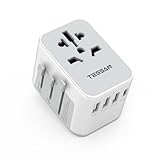 TESSAN Reiseadapter Weltweit, Universal Reisestecker mit 3 USB, 1 USB C und 1AC Steckdose, Internationaler Steckdosenadapter, Universaladapter für Deutschland USA England Thailand Italien Australien