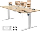 JUMMICO Höhenverstellbarer Schreibtisch Höhenverstellbar Elektrisch, Ergonomischer Steh-Sitz Tisch Stehpult Verstellbarer Computertisch,Stehschreibtisch Bürotisch Standing Desk,180 x 80 cm, Beige