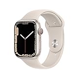 Apple Watch Series 7 (GPS + Cellular, 45mm) Smartwatch - Aluminiumgehäuse Sternenlicht, Sportarmband Sternenlicht - Regular. Fitnesstracker, Blutsauerstoff und EKGApps, Wasserschutz