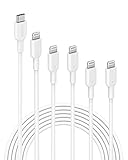 Anker PowerLine II USB-C auf Lightning Ladekabel, MFi-zertifiziert, kompatibel mit iPhone 12 Pro Max/12/11 Pro/X/XS/XR/8 Plus/AirPods Pro, Power Delivery, 5er Pack (2x 90cm, 2x 180cm, 1x 3m)