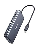 Anker USB C Hub, 7 in 1 PowerExpand+ Adapter mit 4K HDMI, 60W Power Delivery, 1GBPS Ethernet, 2 USB 3.0 Ports und SD/microSD Speicherkartenleser, für MacBook Pro 2020/2019 / 2018, Chromebook, XPS