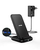 Anker Wireless Charger,PowerWave 10 Ladeständer, Qi-zertifizierter 3-in-1 Ladeständer,7.5 für iPhone XS Max/XR/XS/X,10W für Galaxy S10/S10+/S9/S9+,5W für alle Qi-fähigen Smartphones,Netzteil inklusive