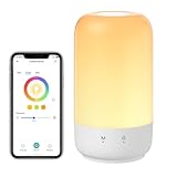 Meross Smart LED Nachttischlampe Touch Dimmbar Funktioniert mit Apple HomeKit, Farbwechsel WLAN LED Nachtlampe Funktioniert mit Alexa und Google Home, RGBWW Nachtlicht mit Timing für Wohnzimmer