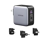 UGREEN Nexode 65W USB C Ladegerät GaN Netzteil 3-Port Travel Charger mit EU/US/UK Stecker Reiseladegerät Weltweit kompatibel mit MacBook, iPhone 16 Pro Max, 15 Pro, S24 Ultra, S24+, S24 usw