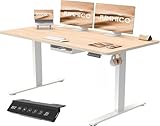 JUMMICO Höhenverstellbarer Schreibtisch Höhenverstellbar Elektrisch, Ergonomischer Steh-Sitz Tisch Stehpult Verstellbarer Computertisch,Stehschreibtisch Bürotisch Standing Desk,140 x 60 cm, Beige