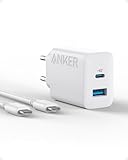 Anker 20W USB C Ladegerät, iPad Netzteil, USB-Schnellladenetzteil, iPad Ladegerät, Kompatibel mit iPhone 16/15/iPhone 15 Plus/iPhone 15 Pro/iPhone 15 Pro Max/iPad und mehr (mit 150cm USB-C Kabel)