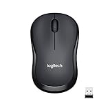 Logitech M220 SILENT Kabellose Maus, 2,4 GHz mit USB-Empfänger, 1000 DPI Optical Tracking, 18 Monate Batterielaufzeit, Für Links- & Rechtshänder, Kompatibel mit PC, Mac, Laptop - Grau, Schwarz