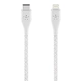 Belkin Boost Charge USB-C-Kabel mit Lightning Connector und Band (mit DuraTek hergestellt) – USB-C-/Lightning-Kabel für iPhone 12, 12 Pro, 12 Pro Max, 12 mini und ältere Modelle, 1,2 m - Weiß