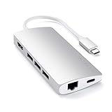 SATECHI USB-C Hub Multiport Adapter V2-4K HDMI (60Hz), 60W USB C Aufladung, GbE, SD/Micro Kartenleser, USB 3.0 - Für M2/ M1 MacBook Pro/Air, M2/ M1 iPad Pro/Air, M2 Mac Mini, iMac M1 (Silber)