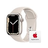 Apple Watch Series 7 (GPS, 41mm) - Aluminiumgehäuse Sternenlicht, Sportarmband Sternenlicht - Regular mit AppleCare+