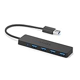 Anker 4-Port USB 3.0 Ultra Flacher Datenhub, Geeignet für Macbook, Mac Pro/mini, iMac, Surface Pro, XPS, Notebook PC, USB Flash Drives, Mobile HDD, und mehr