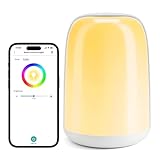 meross Smart LED Tischlampe Touch Dimmbar Funktioniert mit Apple HomeKit, RGBWW WLAN Nachtlampe für Schlafzimmer Wohnzimmer mit Typ-C-Schnittstelle, Funktioniert mit Alexa und Google Home