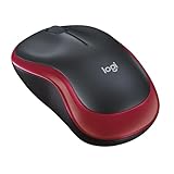 Logitech M185 Kabellose Maus, 2,4 GHz mit USB-Nano-Empfänger, 12 Monate Batterielaufzeit, 1000 DPI Optical Tracking, Für Links- und Rechtshänder, Kompatibel mit PC, Mac, Laptop - Rot