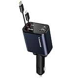 RAMPOW Einziehbares Auto Ladegerät, Autoladegerät Zigarettenanzünder,[65W 4in1] kfz ladegerät usb c, Retractable Car Charger Handy Schnellladegerät mit iPhone 16/15/14/13/12, Samsung S24/S23/S22, iPad