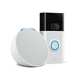 Ring Videotürklingel Akku (Video Doorbell), Nickel Matt + Echo Pop Weiß - Smart Home-Einsteigerpaket