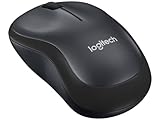 Logitech M220 SILENT Kabellose Maus, 2,4 GHz mit USB-Empfänger, 1000 DPI Optical Tracking, 18 Monate Batterielaufzeit, Für Links- & Rechtshänder, Kompatibel mit PC, Mac, Laptop - Grau, Schwarz