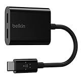 Belkin RockStar USB-C-Audio- und Ladeadapter, Kopfhörer-Adapter, USB C Adapter, Schnellladen mit USB-C Power Delivery 60 W, für iPhone 15, iPad, Galaxy, Note, Google Pixel, LG, Sony, OnePlus – Schwarz