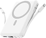 Yiisonger Magsafe Powerbank 10000mAh, Wireless Magnetische Powerbank 22.5W PD Schnelles Laden mit LED-Display und USB-C Ladekabel Externe Akkupack für iPhone 15/14/13/12 Pro Max/Pro/Plus (Weiß)