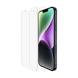 Belkin 2er-Pack TemperedGlass iPhone 14/13/13 Pro Displayschutz, einfache, blasenfreie Applikation mit dem enthaltenen Rahmen, nachgewiesener Härtegrad von 9H, kratzfeste Display-Schutzfolie