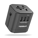 TESSAN Reiseadapter Weltweit, Steckdosenadapter Japan mit 3 USB A, Reisestecker Adapter Weltweit, Universal Adapter für Japan USA UK England China Thailand, Internationaler Stecker Adapter