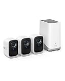 eufy Security eufyCam S300 3C, Überwachungskamera aussen, 4K kabellose mit Gesichtserkennung und K.I, Farbige Nachtsicht, Erweiterbarer Speicher auf 16TB, Set 3+1